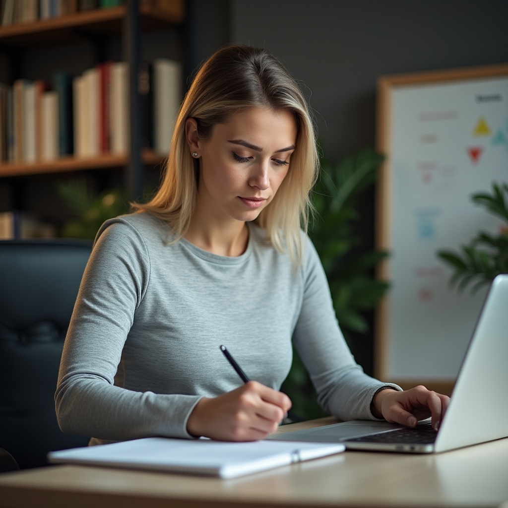 Fondator tehnic lucrând concentrat la laptop în birou modern